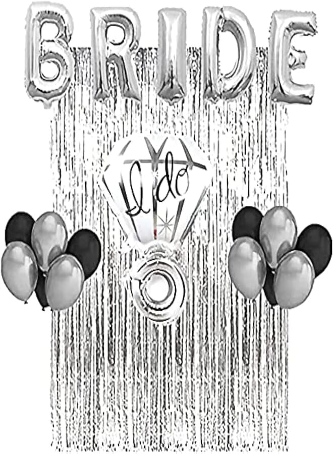 Secret Bride Shower Balloons Silver Set, Helium Letters Foil Balloons