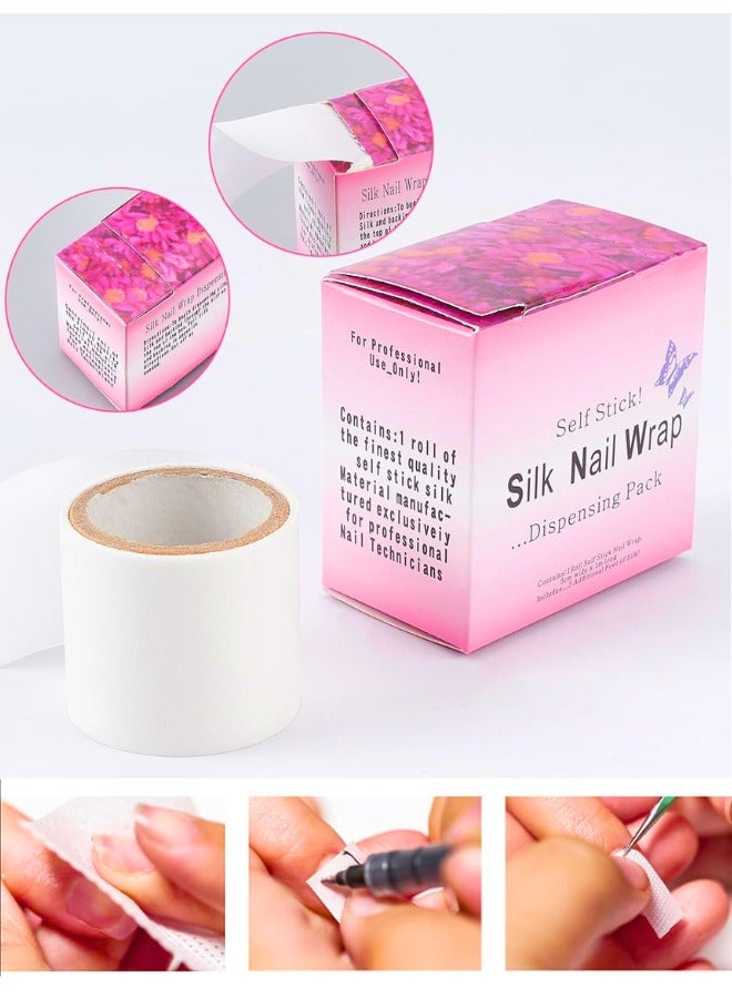 Chase Up Self Adhesive Silk Nail Wrap, 3 Rolls Nail Art Extension Fiberglass Stickers, Easy Trimerable Nail Tips Repair Tape, Adhesive Nails Design Tips for Forms - Image 2