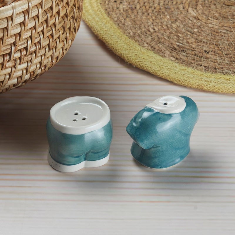 Kookee Kookee Ceramic Salt and Pepper Shakers Set with Tray Elegant Namak Dani Spice Sprinkler Dispenser for Dining Table Kitchen Restaurant Use Shirt Pant Design Pink 8560 - Image 3