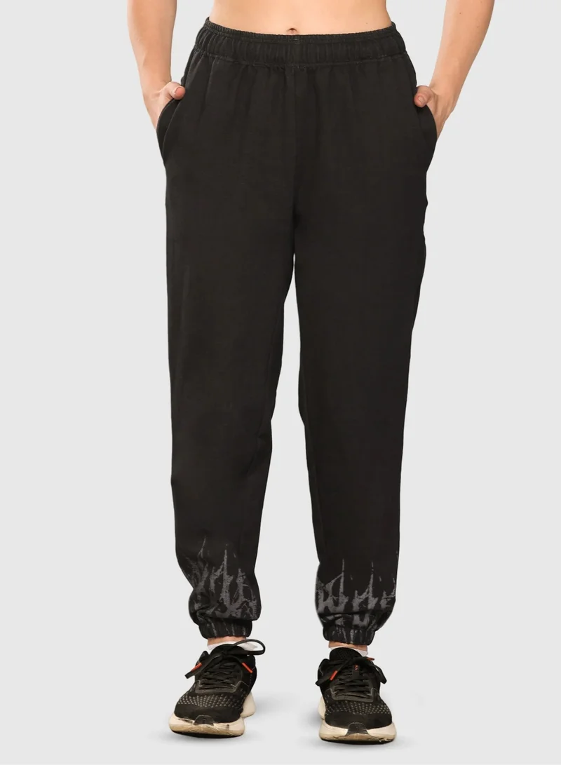 ماسلميند Women's Acid Wash Mid Waist Cotton Denim Joggers