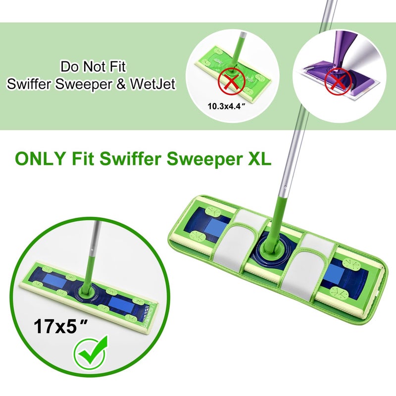 GFRED 4 Pack Microfiber Mop Pads For Swiffer Xl Mops Reusable Wet And Dry Mopping Cloths Compatible With Swiffer Sweeper Xl,Washable Xl Mop Refill Replacement For All Hardwood Dry & Wet Cleaning (Strip Pad) - Image 2