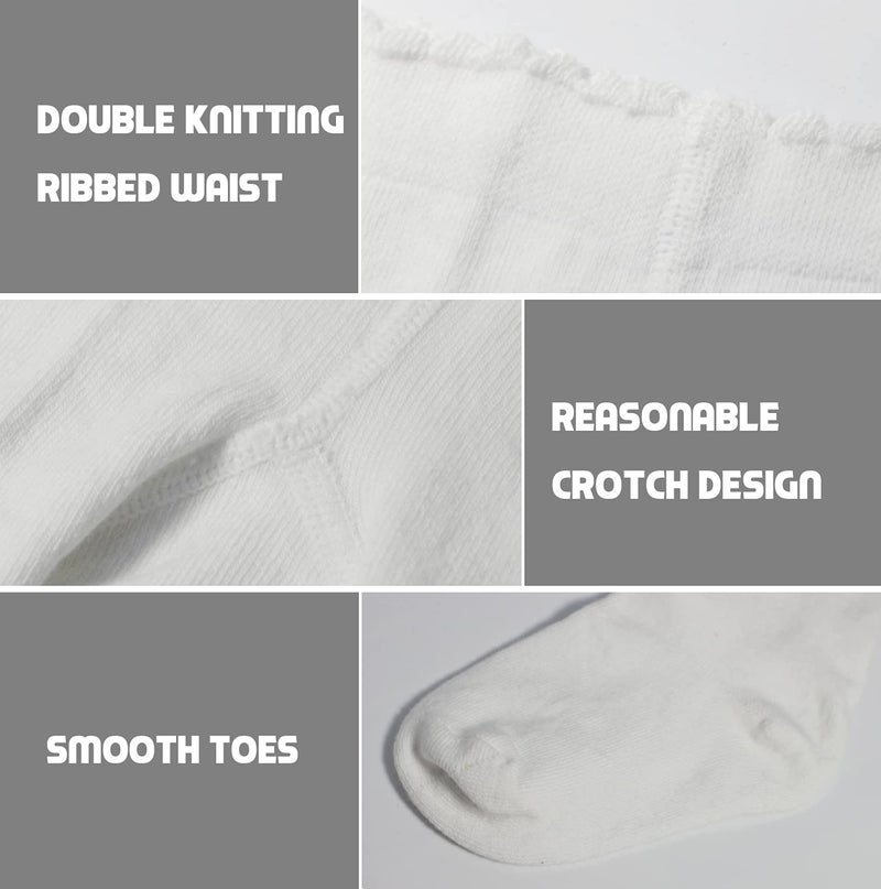 BEAR MUM Baby Girls' Seamless Organic Cotton Tights White 6-12Month - Image 3