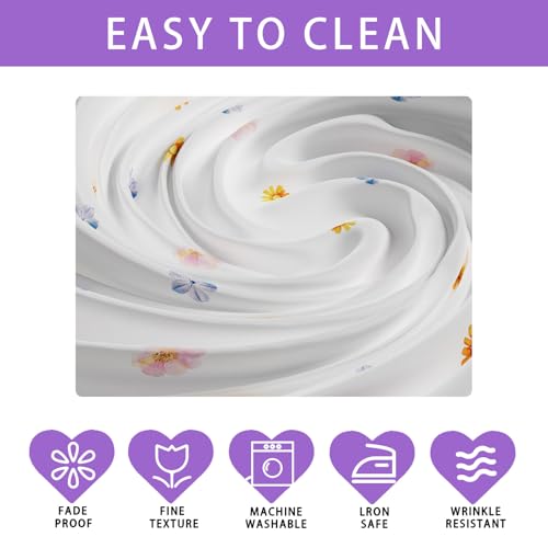 XCHI Bunny Ears Eggs Wildflowers Rabbits Easter Tablecloth Rectangle Table Cloth Washable Table Covers for Indoor Dining Home Party Decorations 60x120 Inch - Image 4