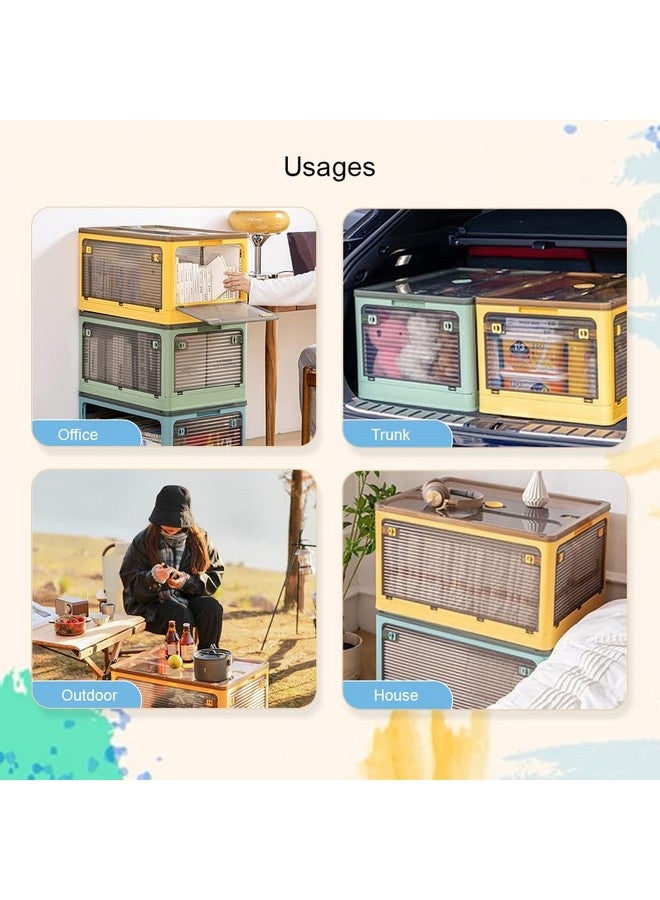 oddpod صندوق تخزين كبير قابل للطي من أودبود™ ستاك جيني بسعة كبيرة مع عجلات قابلة للفصل / منظم شفاف متعدد الوظائف قابل للتكديس، محمول وقابل للطي للاستخدام الداخلي والخارجي - أصفر - Image 5