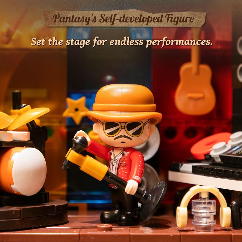 PANTASY Retro Jukebox Building Kit with Coin & Sound Function, Mechanical Music Box Model with Acrylic Records, Recording Studio & Minifigure, Collectible Construction Toy Gift for Adults and Teens - Image 5