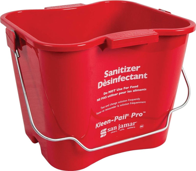 San Jamar KleenPail Pro Bucket with Handle for Cleaning Products in Commercial and Home Setting 6 Qts 12 Count Red - Image 2