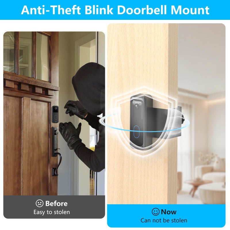 SENLEG Blink Doorbell Mount, No-Drilling Anti-Theft Doorbell Mount Bracket for Blink Doorbell Camera(2nd Gen), Accessories for Apartments, Businesses, Not for Security Door - Image 5