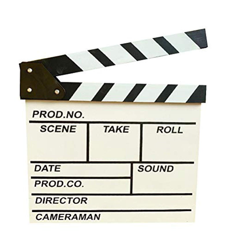 BERON Professional Vintage TV Movie Film Clap Board Slate Cut Prop Director Clapper White