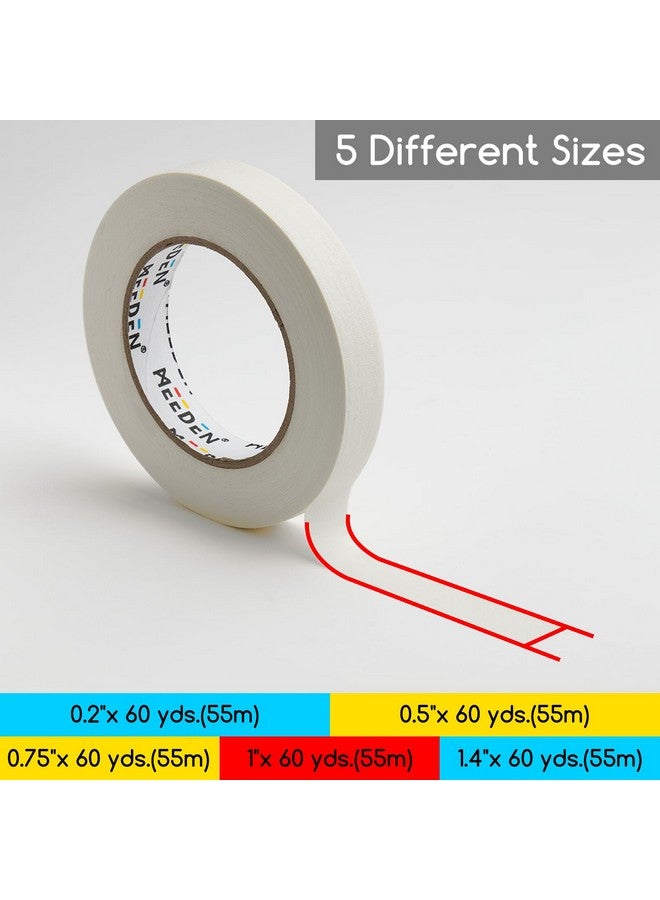 MEEDEN 5 Packs White Artist Tape, 0.2" 0.5" 0.75" 1.0" 1.4" X 60 Yard, Multi-Sized Masking Art Tape, Acid-Free Painters Tape For Painting Drafting Framing, General Purpose For Craft, Office, School - Image 2