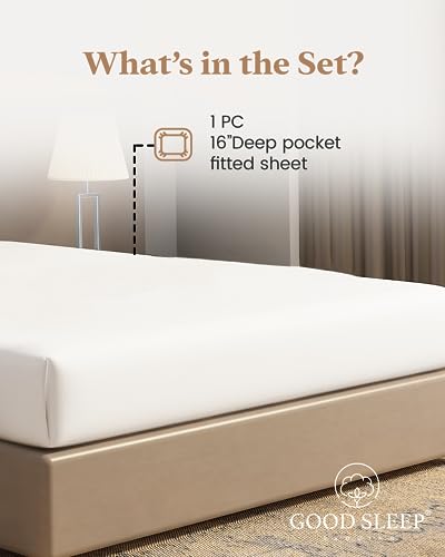 Good Sleep Bedding Twin XL Fitted Sheet 1000 Thread Count Extra Long Twin XL Sheets Soft Breathable with 16 Deep Pocket 100 Egyptian Cotton White - Image 3