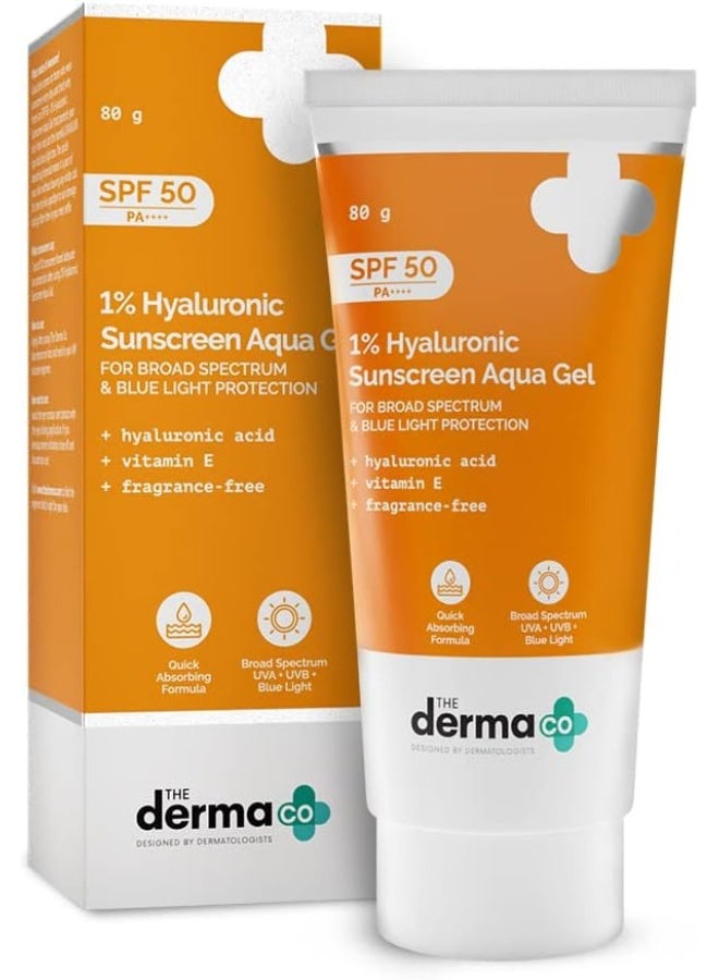 THE derma Co 1% Hyaluronic Sunscreen Spf 50 Aqua Gel - Image 1