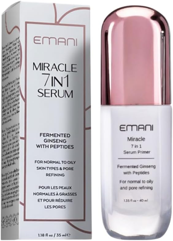 Emani Miracle Primer for smooth and soft skin balances oily tzone alone or under make up Hypoallergenic and Vegan 35ml