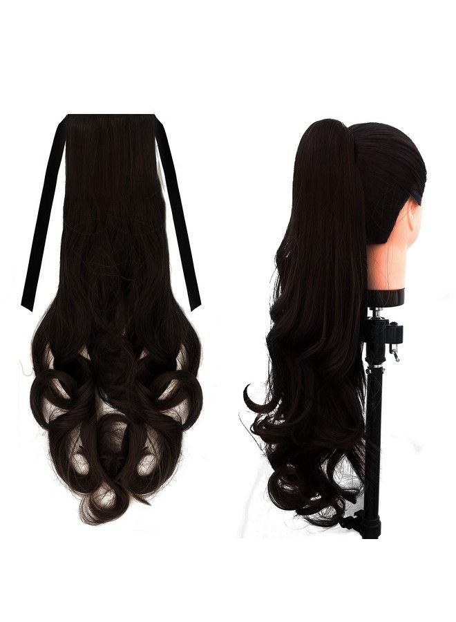 Paradise Ribbon Ponytail Hair Extensions For Women And Girls (Curly Dark Brown)  - Image 1