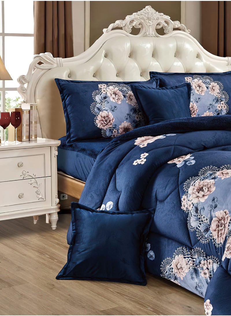 Moon - 4Pieces Ultra Soft Winter Comforter Set Single Size 160x210cm Floral Printed Warm Bedding Sets Multicolor - Image 1
