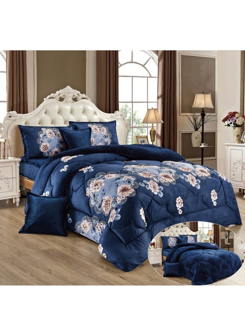 4Pieces Ultra Soft Winter Comforter Set Single Size 160x210cm Floral Printed Warm Bedding Sets Multicolor