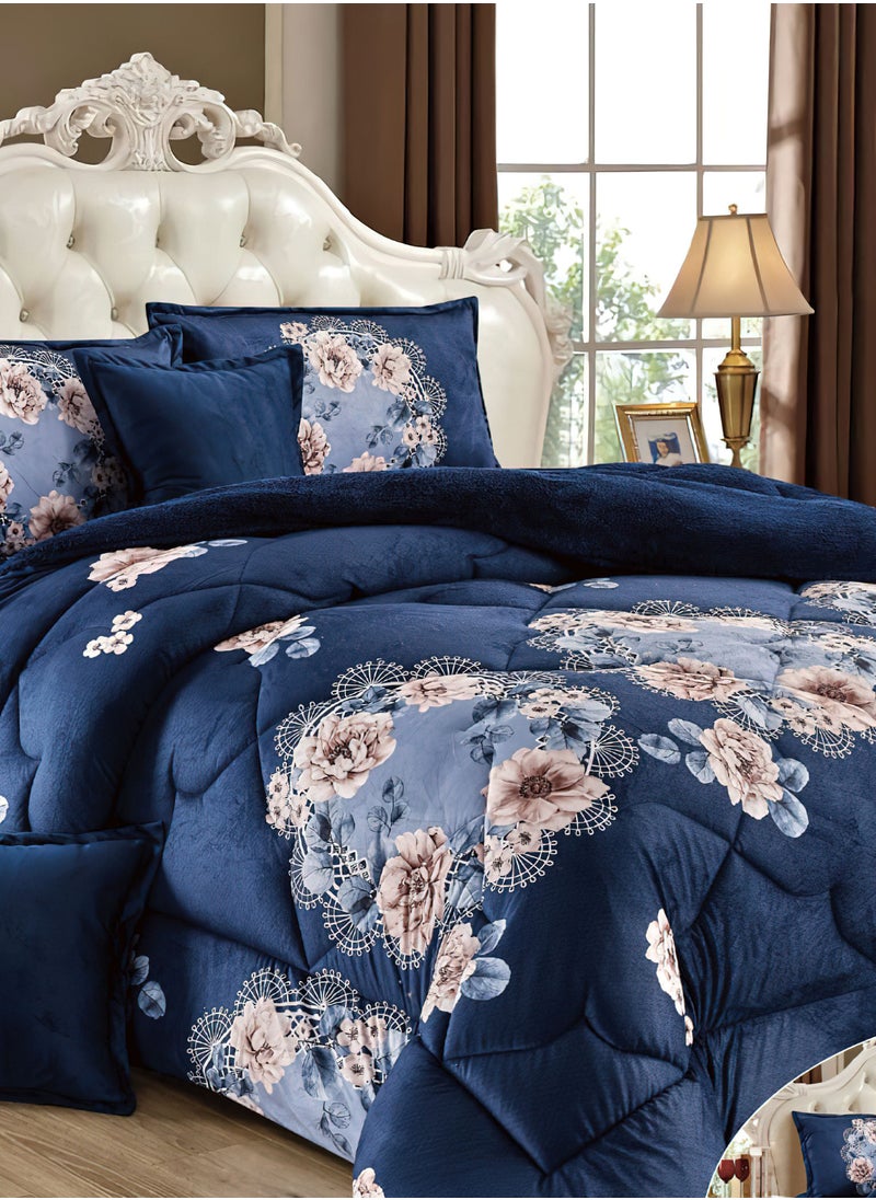 Moon - 4Pieces Ultra Soft Winter Comforter Set Single Size 160x210cm Floral Printed Warm Bedding Sets Multicolor - Image 1