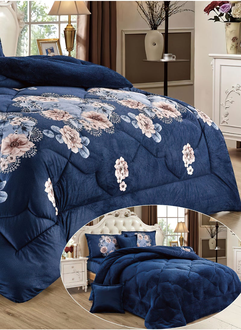 Moon - 4Pieces Ultra Soft Winter Comforter Set Single Size 160x210cm Floral Printed Warm Bedding Sets Multicolor - Image 1