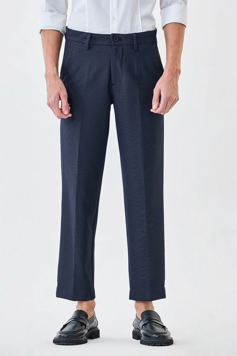 Snitch Navy Self-design Stretch Trousers for Men | Best Price UAE