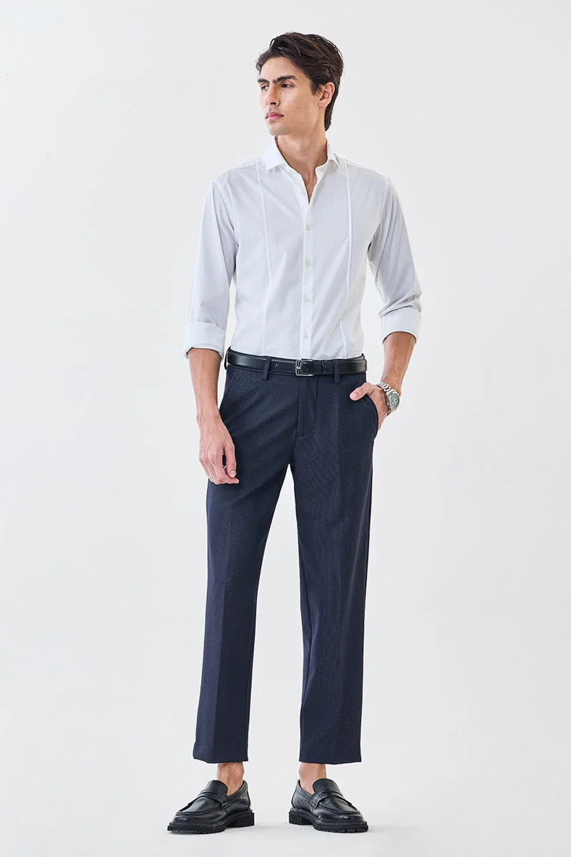 Snitch Navy Self-design Stretch Trousers for Men | Best Price UAE