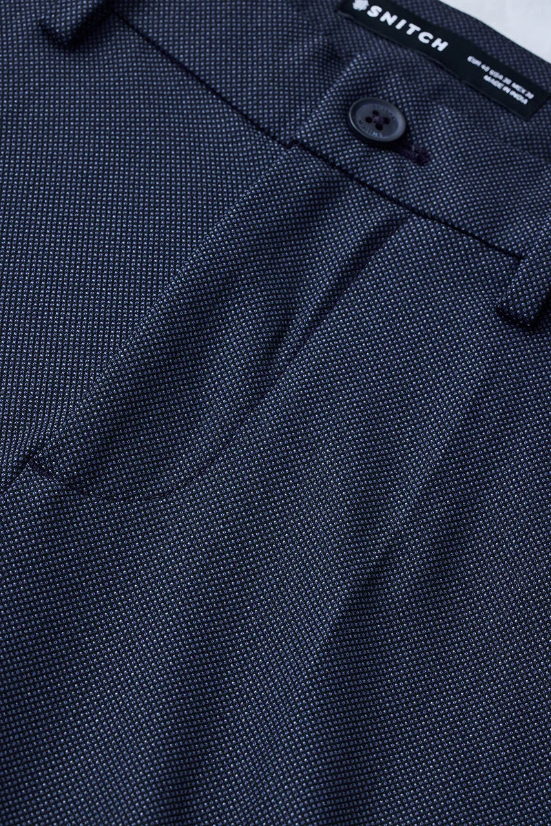 Snitch Navy Self-design Stretch Trousers for Men | Best Price UAE