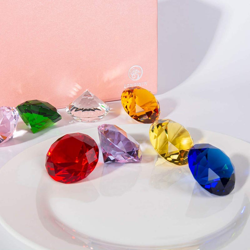 LONGWIN 30mm (1.2 inch) Crystal Diamond Paperweight Pirate Gems Birthstone Table Decorations Christmas Centerpiece Gift Idea Multicolor Gift Packing - Image 4