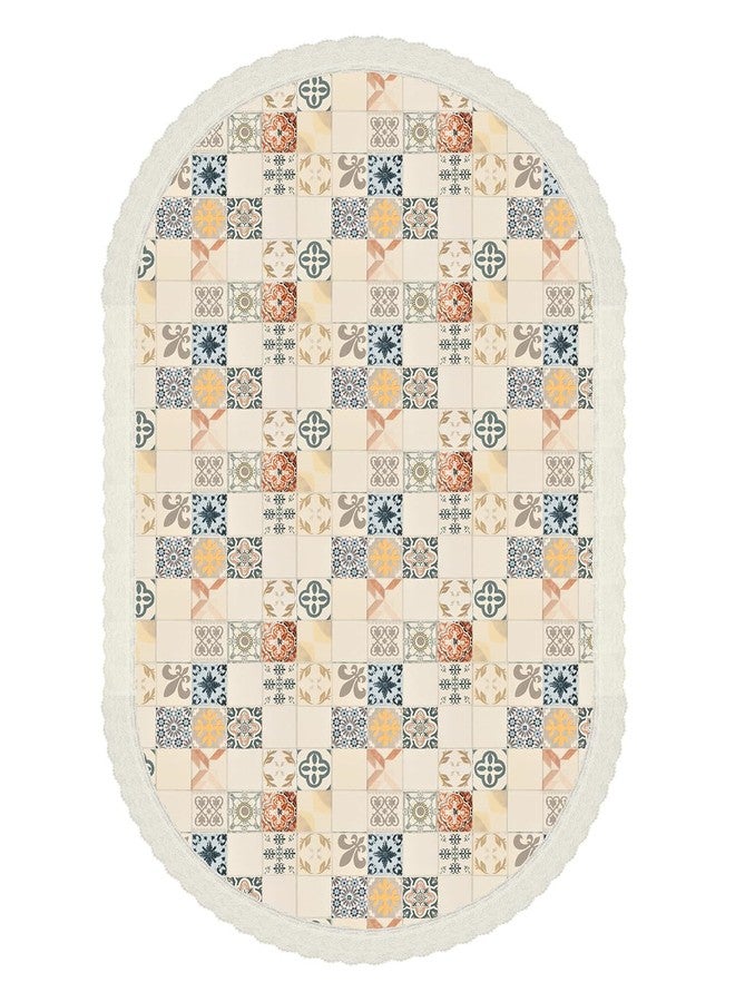 Clasiko 4 Seater Oval Dining Table Cover; 54x78 Inches or 137x198 Cms; Material - PVC; Anti Slip; Multicolor Checks - Image 5