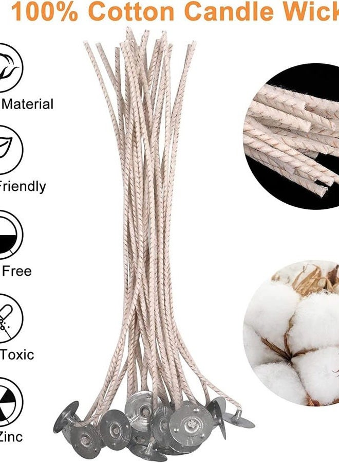 GSXRB 100pcs CD10 Wicks for Soy Candles, 6 inch Pre-Waxed Candle Wick for Candle Making,Thick Candle Wick with Base - Image 5