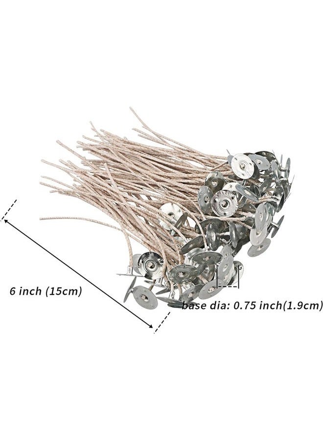 GSXRB 100pcs CD10 Wicks for Soy Candles, 6 inch Pre-Waxed Candle Wick for Candle Making,Thick Candle Wick with Base - Image 2