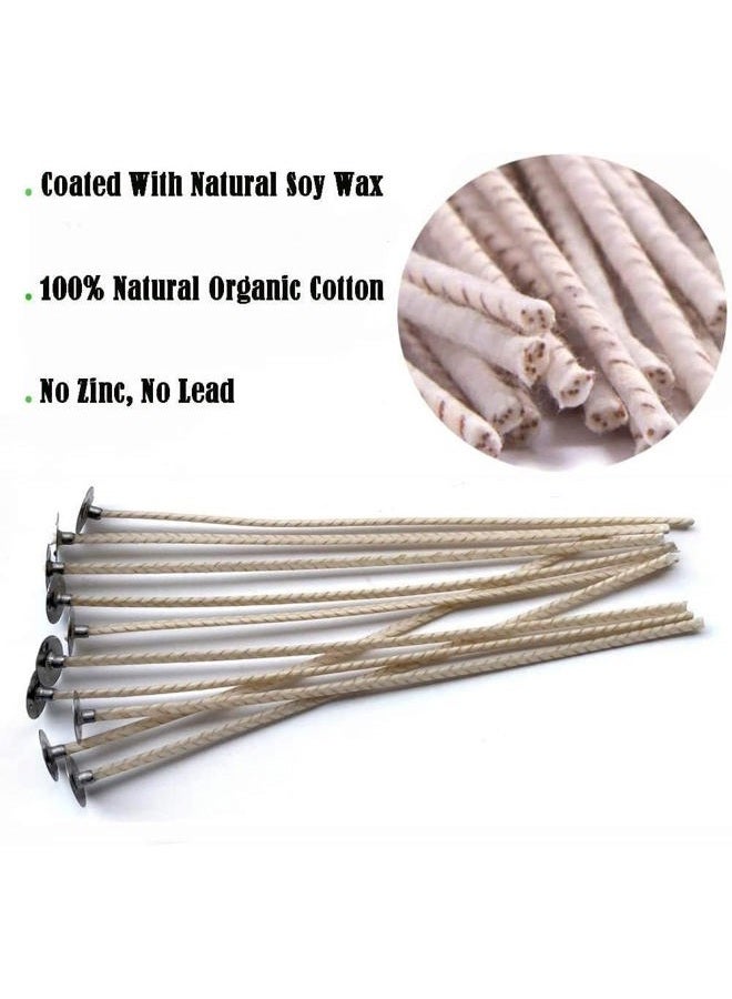 GSXRB 100pcs CD10 Wicks for Soy Candles, 6 inch Pre-Waxed Candle Wick for Candle Making,Thick Candle Wick with Base - Image 3