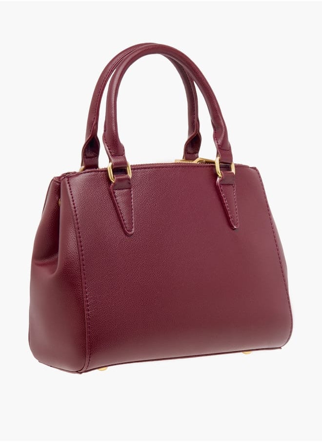 Women Logo Detail Tote Bag with Handles and Zip Closure