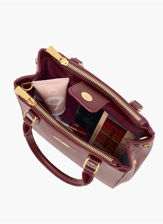 Women Logo Detail Tote Bag with Handles and Zip Closure