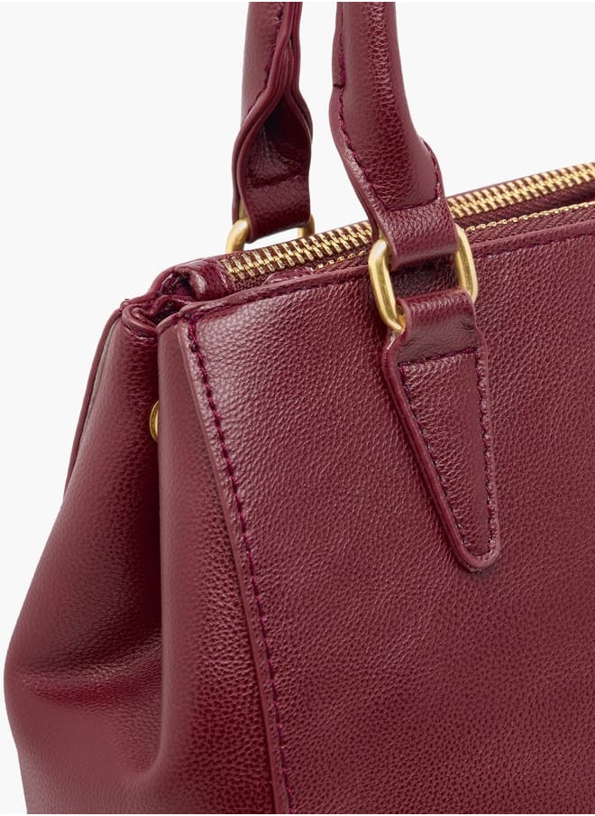 Women Logo Detail Tote Bag with Handles and Zip Closure