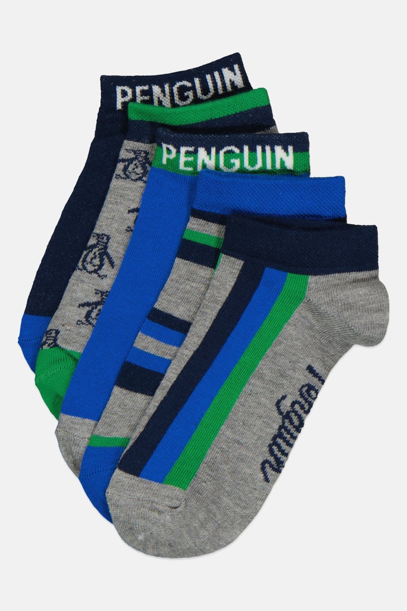 Original Penguin Kids Boy 5 Pairs Graphic Print Socks, Multicolor - Image 1