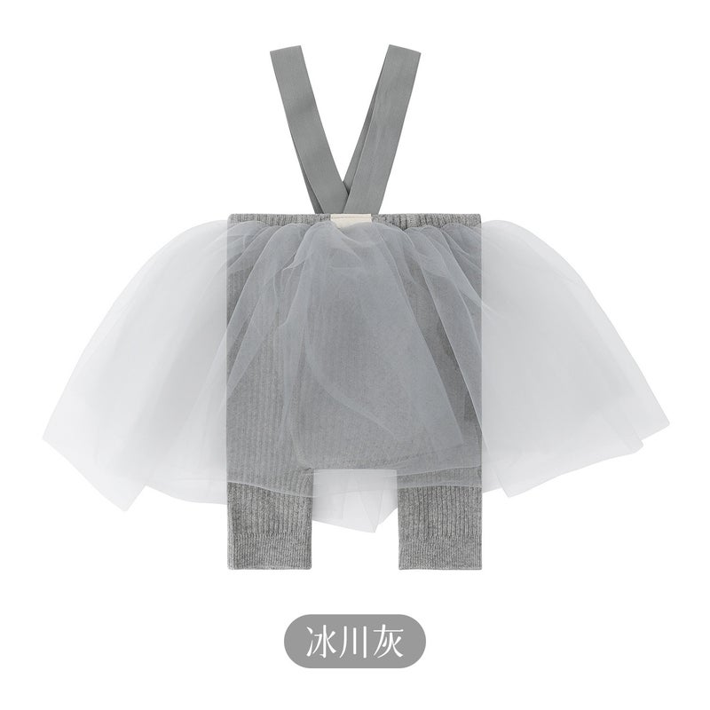 Spring Baby Girl Pants Little Princess Skirt Pants Infant Baby Knitted Suspender Gauze Skirt Pants Five-Point Medium Pants Leggings - Image 1