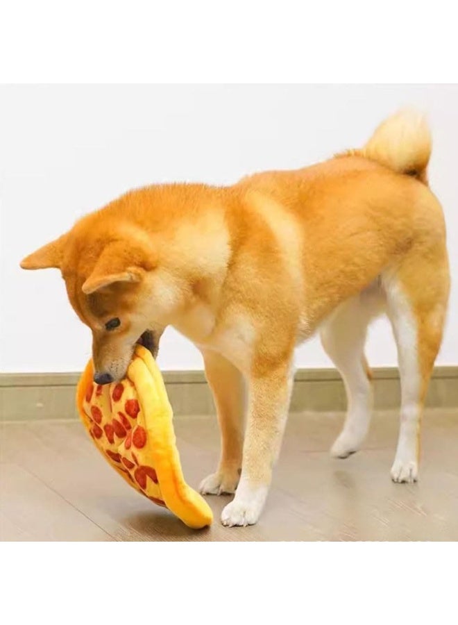 Realistic Pizza-Shaped Plush Dog Toy with Frisbee-Like Round Design, Built-in BB Squeaker & Crinkle Paper – Supports Dental Training and Interactive Play - Image 5