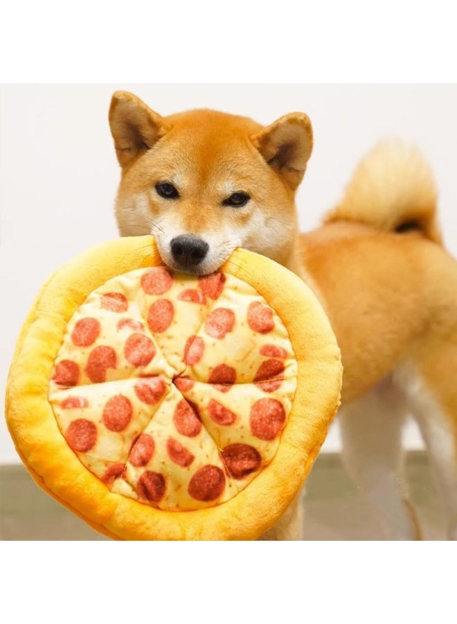 Realistic Pizza-Shaped Plush Dog Toy with Frisbee-Like Round Design, Built-in BB Squeaker & Crinkle Paper – Supports Dental Training and Interactive Play - Image 2