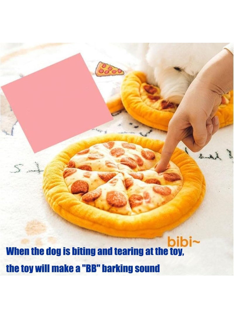 Realistic Pizza-Shaped Plush Dog Toy with Frisbee-Like Round Design, Built-in BB Squeaker & Crinkle Paper – Supports Dental Training and Interactive Play - Image 4