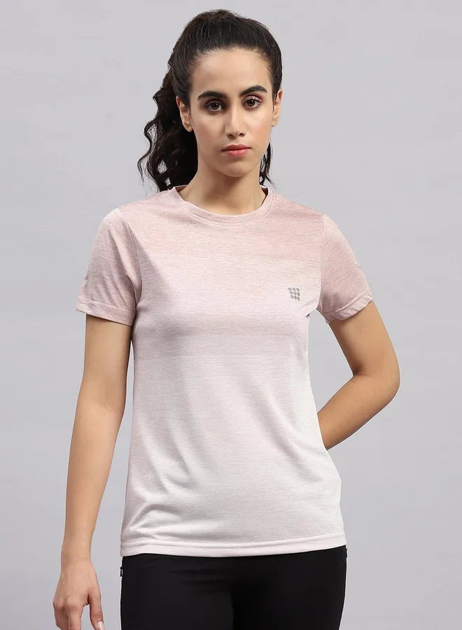 Rock.it Women Pink Ombre Round Neck Short Sleeve Top