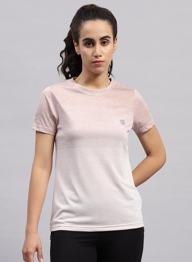 Rock.it Women Pink Ombre Round Neck Short Sleeve Top - Image 1
