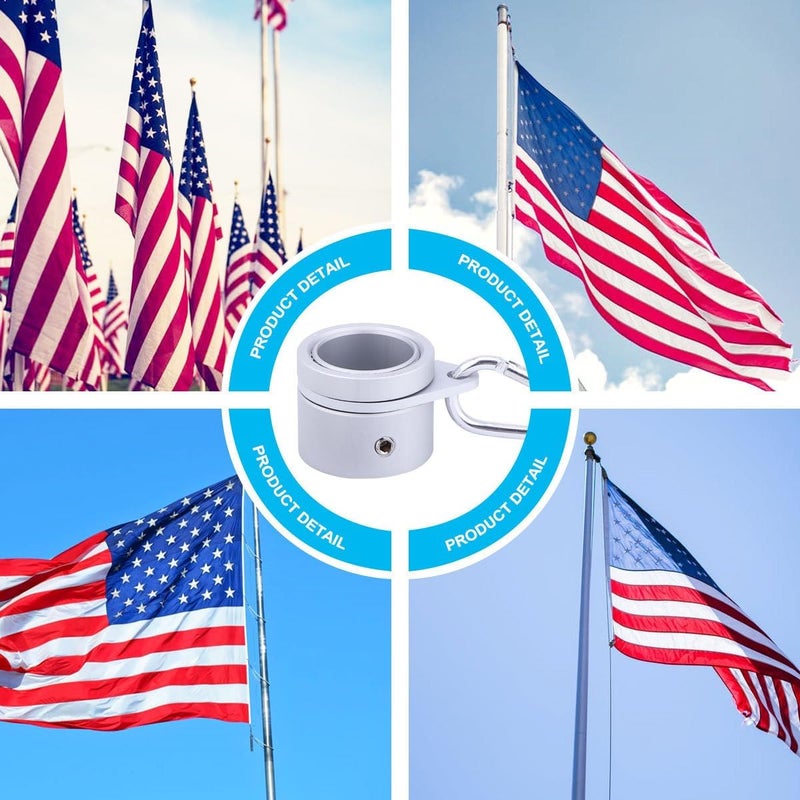 1 Inch Aluminum Rotating Flagpole Mounting Ring with Metal Clip, Flag Pole Fastener for Outdoor Flag Display, Patio and Lawn Flagpole Hardware Kit - Image 3