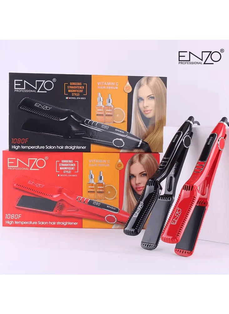 ENZO Professional - ENZO EN-9903R Professional Keratin Hair Straightener – Ceramic Plates with Adjustable Temperature - Intl Version - Image 1