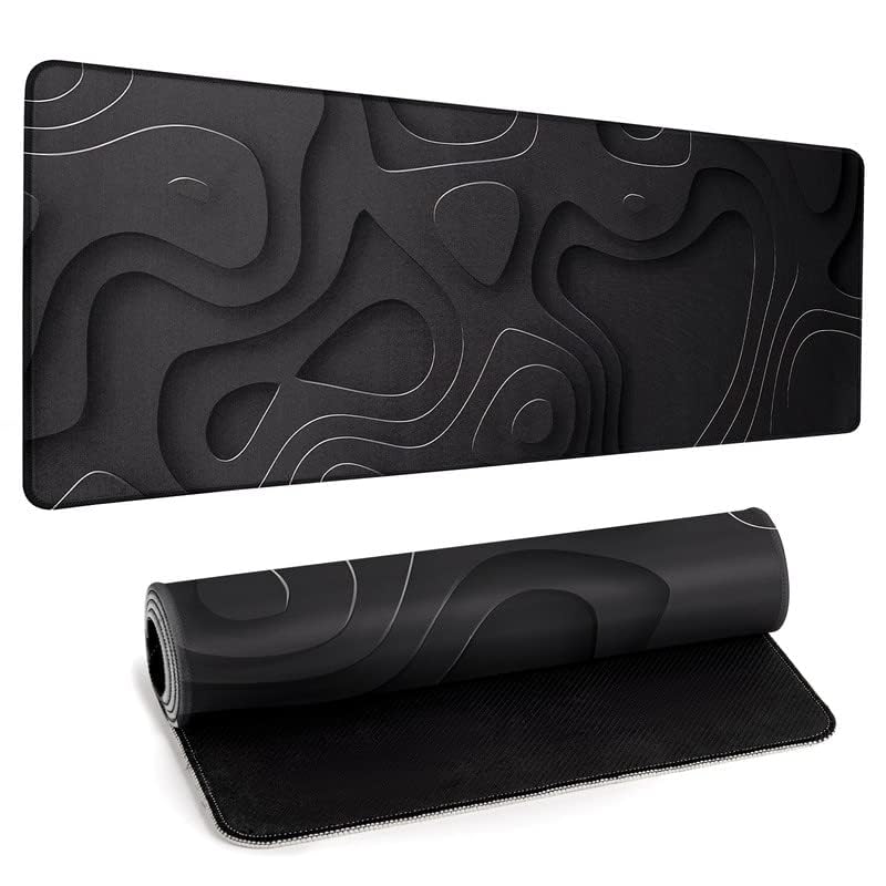 Llzdeuan Large Anime Gaming Mouse Pad Black Solid Geometry Desk Pad Computer Keyboard Mat Non-Slip Rubber Base Office Decor Waterproof Mouse Mat - Image 2