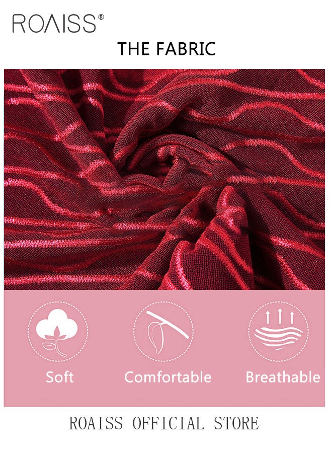 roaiss 2 Piece Casual Suit for Women, Mid-Length Sleeves, Long Outerwear and Knee-Length Skirt, Knitted Hollow Design Jacket, Solid Color Lace Element Collar Sleeveless V-Neck  Long Skirt  - Image 4