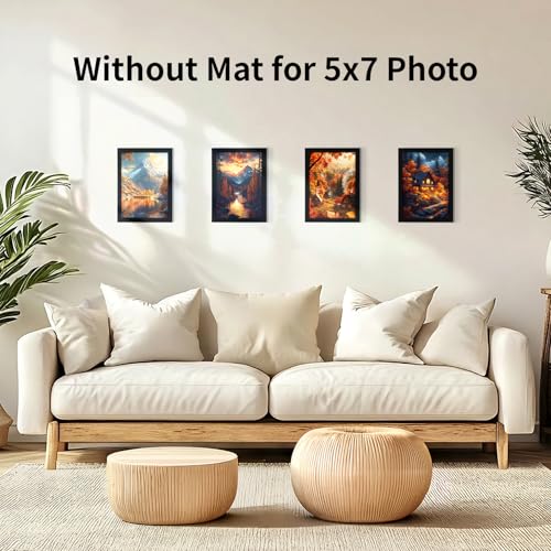 Serwrsw 5x7 Black Picture Frame with Double White Mat 4 Pack, 5 by 7 Family Wedding Frame Fits 3 Photo Sizes, with Mat for 3.5x5 or 4x6, without Mat for 5x7, Display on Tabletop or Wall - Image 5