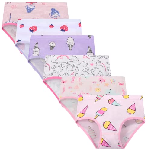 Cczmfeas Girls Kids Toddler Hipster Briefs Super Soft 100% Cotton Underwear Panties (as1, age, 4_years, D-6 Pack) - Image 1