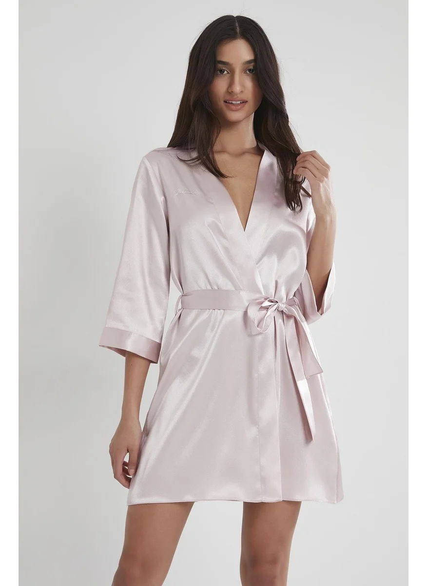 بيير كاردان 1010 Women's Satin Dressing Gown - Powder