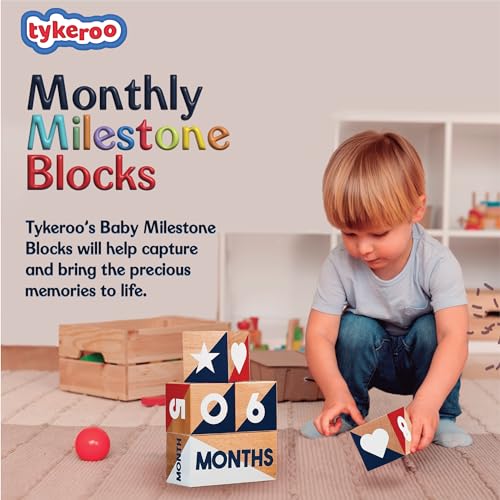Tykeroo كتل milestones الشهرية للأطفال من Tykeroo - ديكور حضانة لطيف - أدوات تصوير رائعة للمولود الجديد - هدايا لحفلات استقبال المواليد (أحمر، أبيض وأزرق) - Image 2