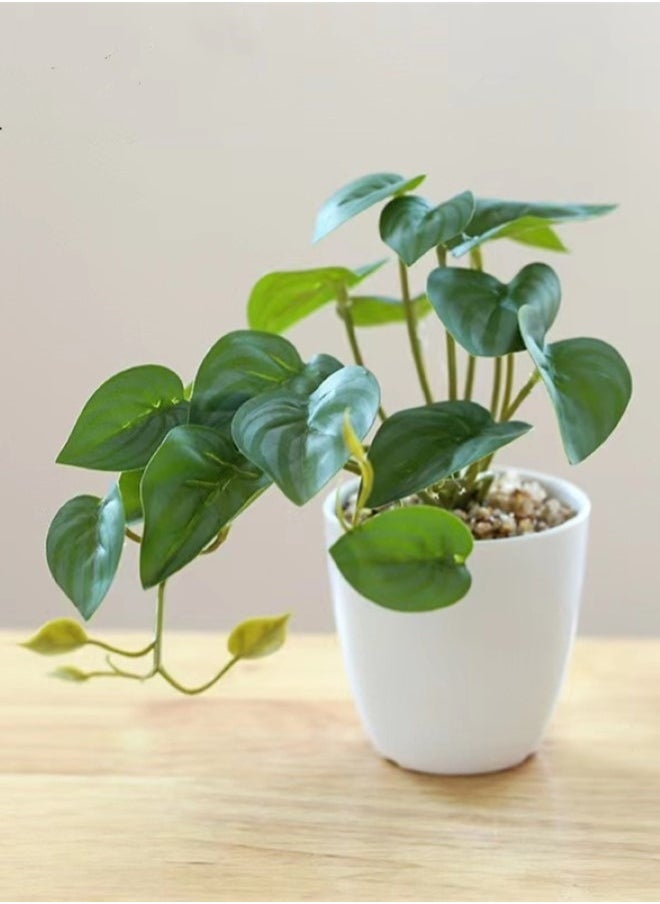 Kutis 1-Piece Artificial Potted Plant Modern Potted Ornament For Table Decoration Polyester Green/White 16x7 Centimeter  - Image 1