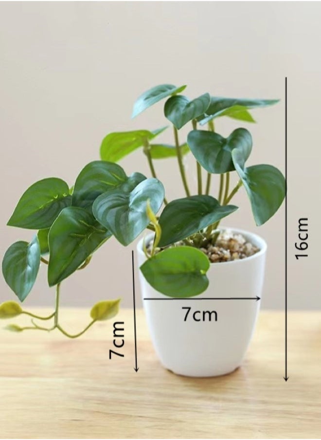 Kutis 1-Piece Artificial Potted Plant Modern Potted Ornament For Table Decoration Polyester Green/White 16x7 Centimeter  - Image 4