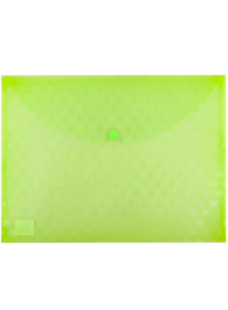 CLIPP 1-Piece Clear Document Bag With Button Closure Green - Image 1